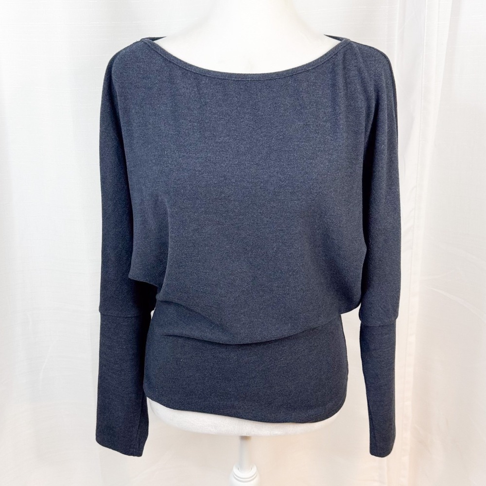 OGL Womens M Dolman Sleeve Top Blue Soft Heavy Knit Batwing Blouse EUC